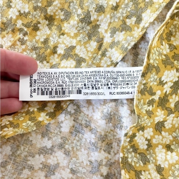 Zara Women’s Large Yellow Green Smocked Puff Sleeve Mini Dress - Picture 7 of 8